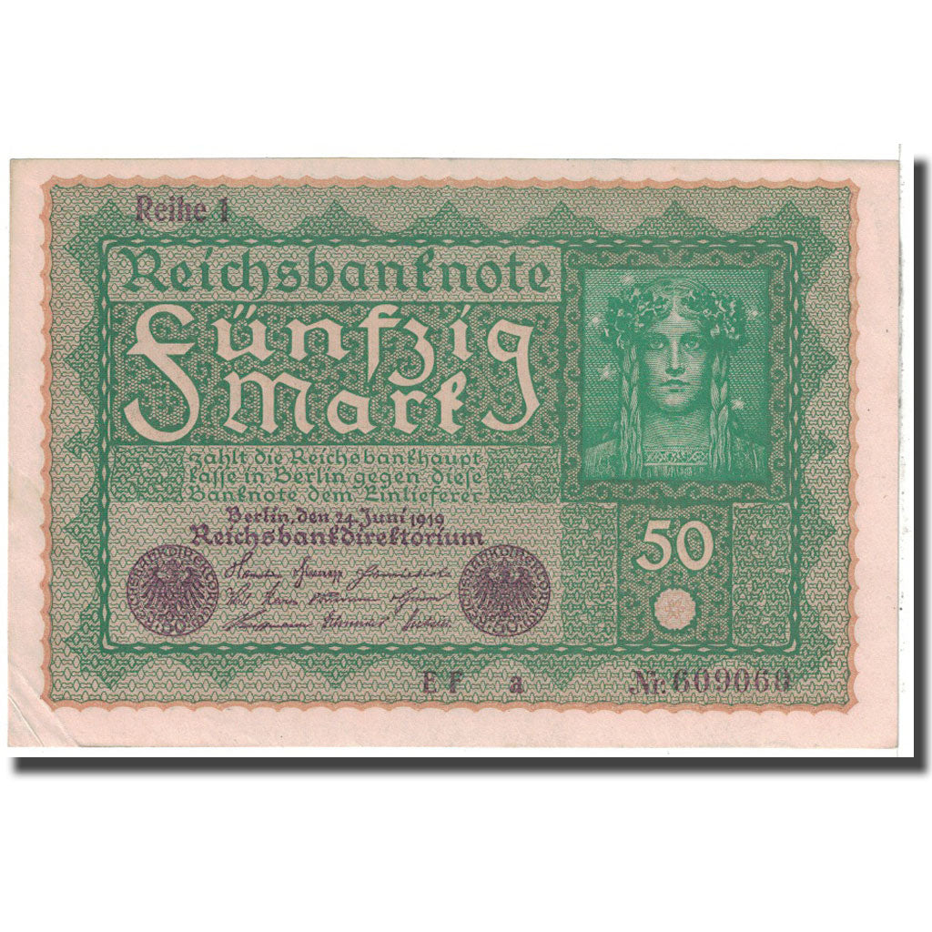 Banknote, Germany, 50 Mark, 1919, 1919-06-24, KM:66, AU(55-58)