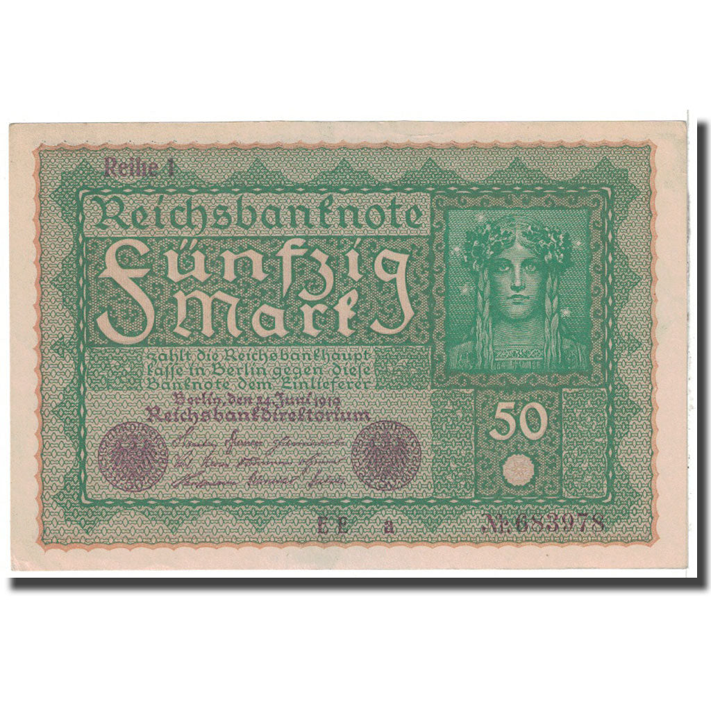 Banknote, Germany, 50 Mark, 1919, 1919-06-24, KM:66, AU(55-58)
