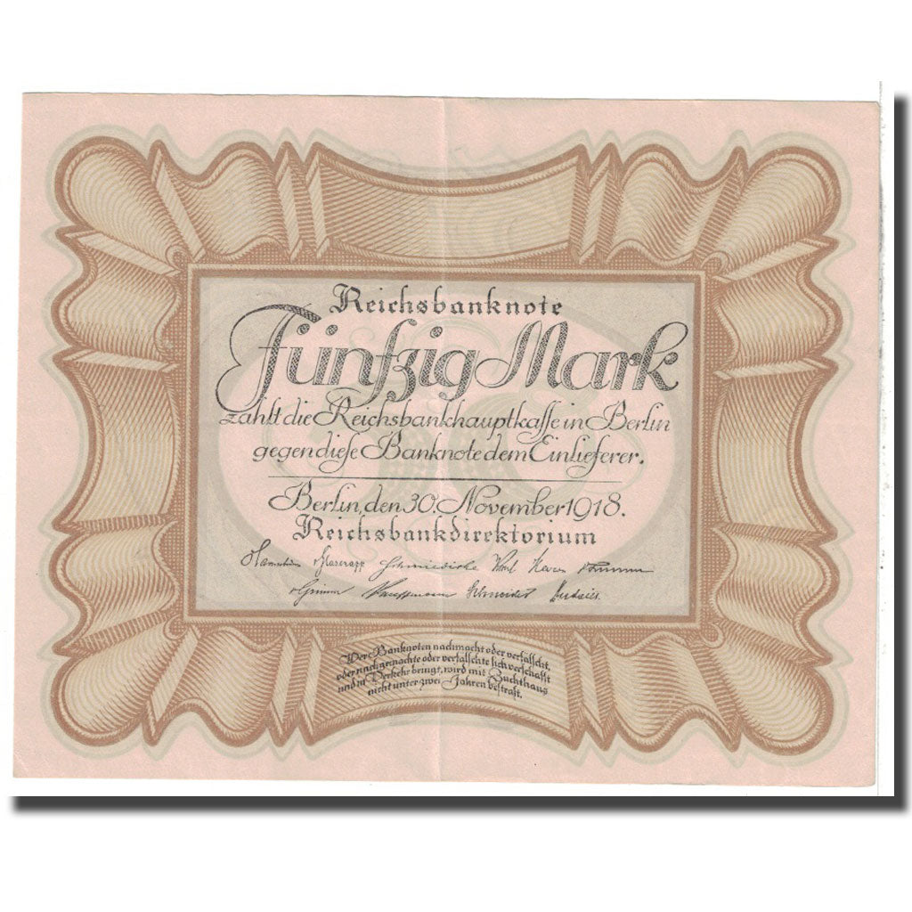 Banknote, Germany, 50 Mark, 1918, 1918-11-30, KM:65, AU(55-58)