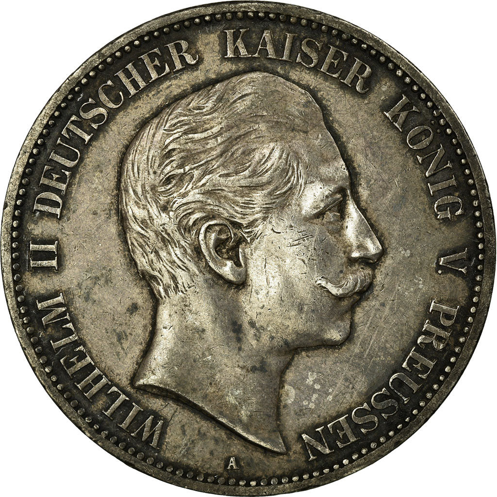 Coin, German States, PRUSSIA, Wilhelm II, 5 Mark, 1907, Berlin, AU(55-58)