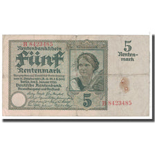 Banknote, Germany, 5 Rentenmark, 1926, 1926-01-02, KM:169, VF(20-25)