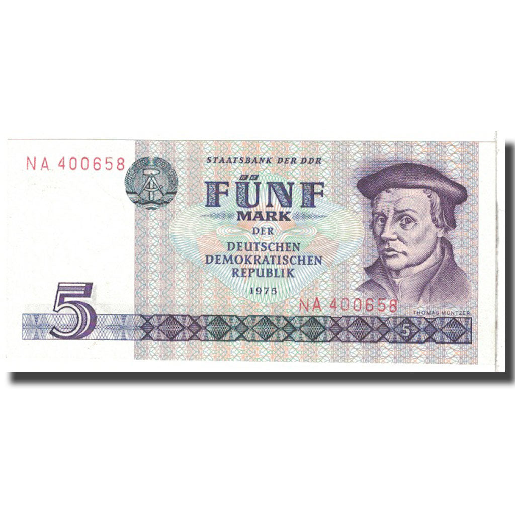 Banknote, Germany - Democratic Republic, 5 Mark, 1975, KM:27A, AU(55-58)