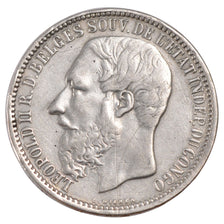 Belgian Congo, 5 Francs, 1896, KM #8.1, VF(20-25), Silver, 24.66