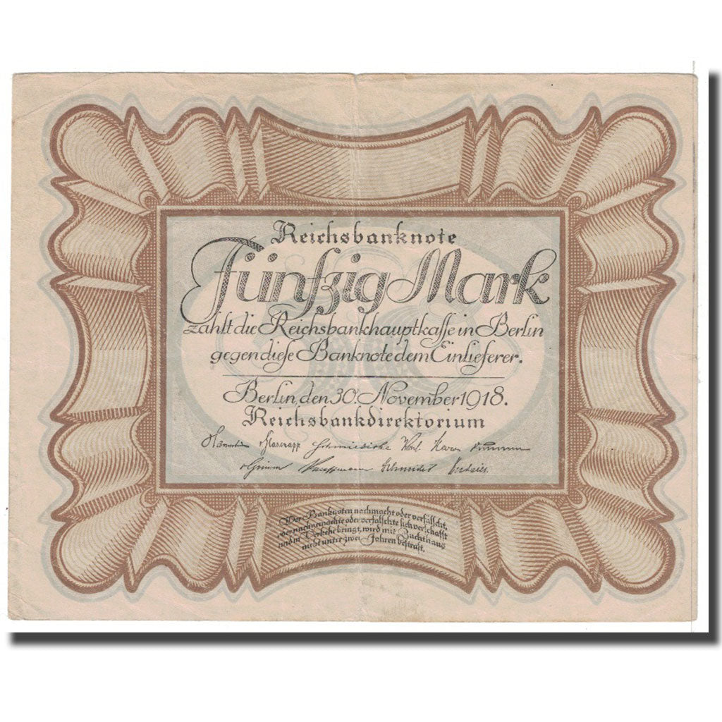 Banknote, Germany, 50 Mark, 1918, 1918-11-30, KM:65, EF(40-45)