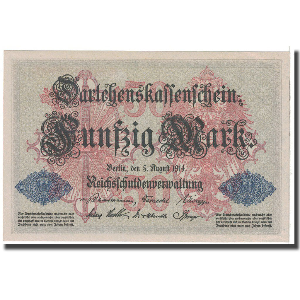 Banknote, Germany, 50 Mark, 1914, 1914-08-05, KM:49b, UNC(63)