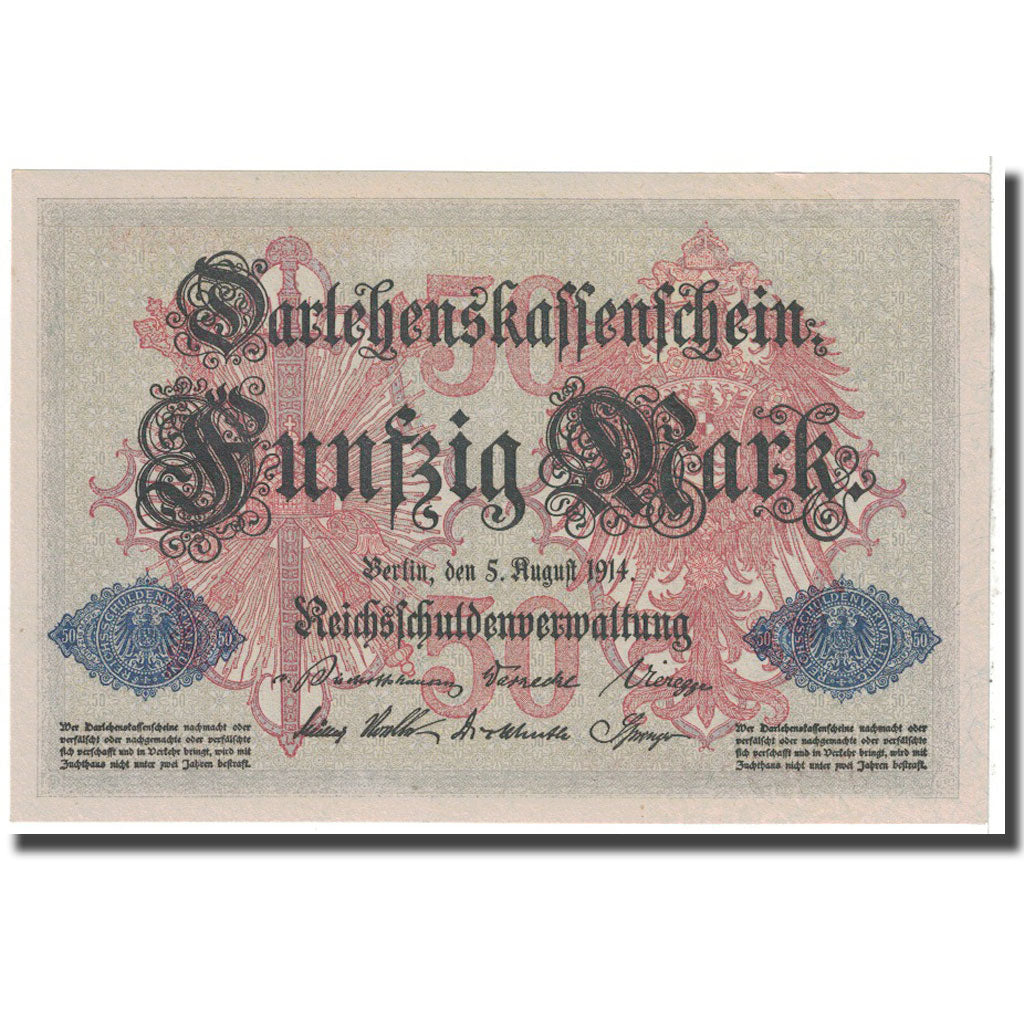 Banknote, Germany, 50 Mark, 1914, 1914-08-05, KM:49b, UNC(63)