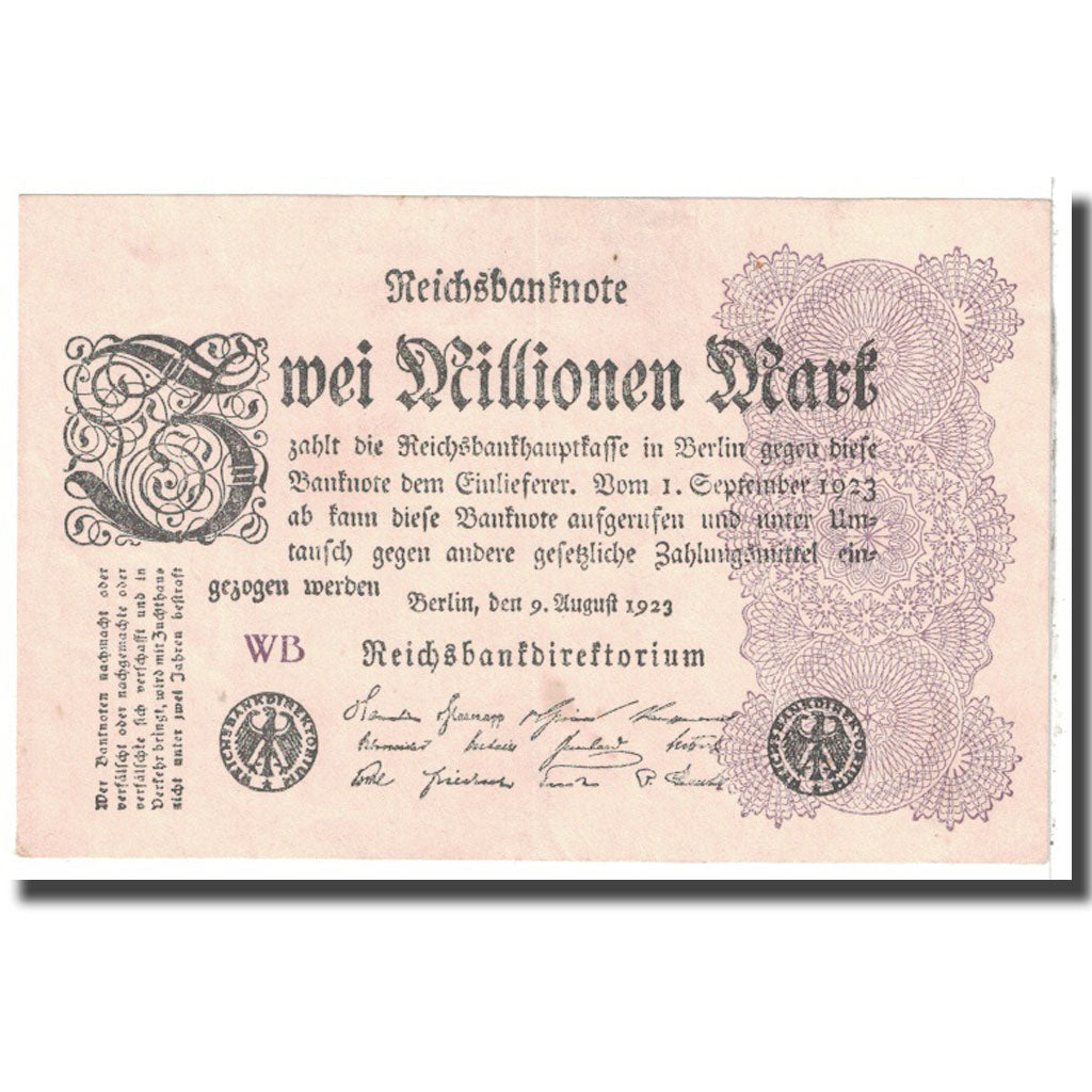 Banknot, Niemcy, 2 Millionen Mark, 1923, 1923-08-09, KM:104a, EF(40-45)