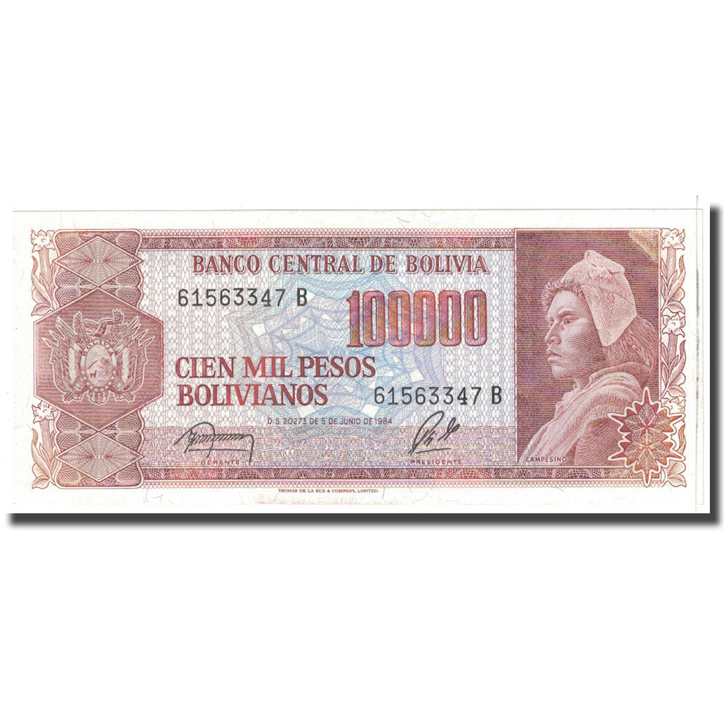 Banknote, Bolivia, 100,000 Pesos Bolivianos, 1984, 1984-06-05, KM:171a