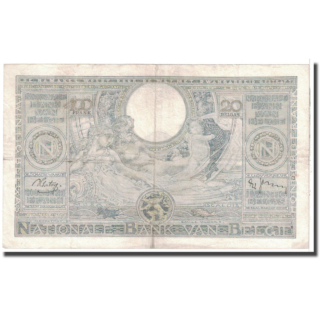 Banknote, Belgium, 100 Francs-20 Belgas, 1939, 1939-05-10, KM:107, EF(40-45)