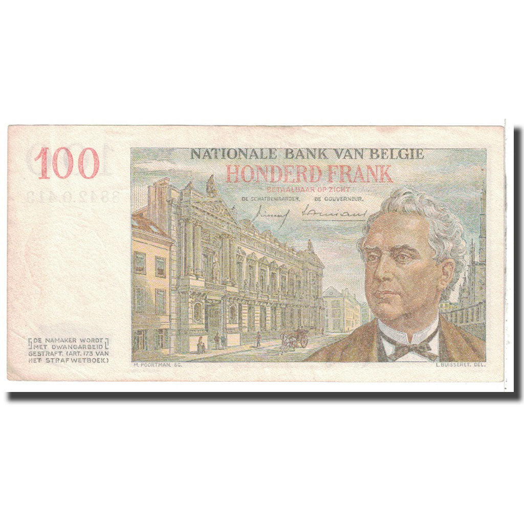 Banconote, Belgio, 100 Francs, 1957, 1957-11-26, KM:129c, SPL-