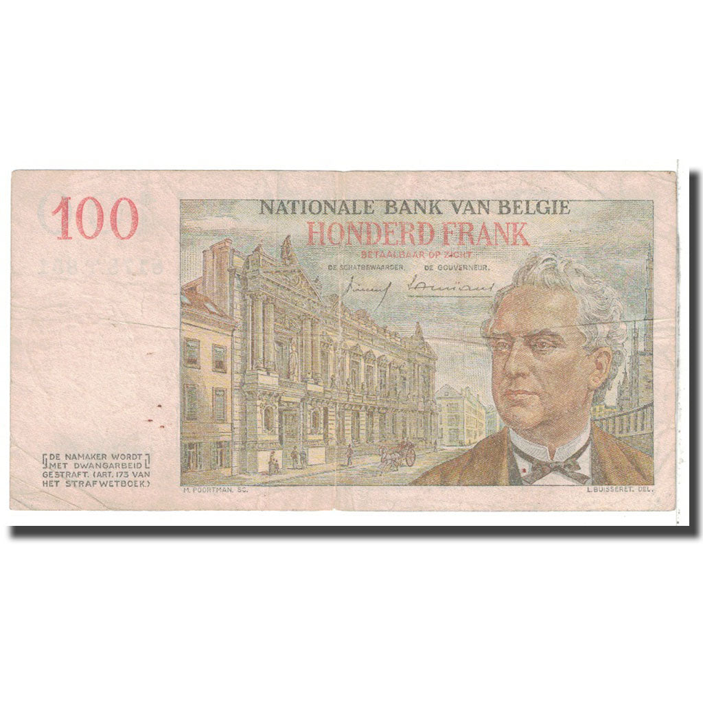 Banknote, Belgium, 100 Francs, 1957, 1957-09-24, KM:129c, VF(20-25)