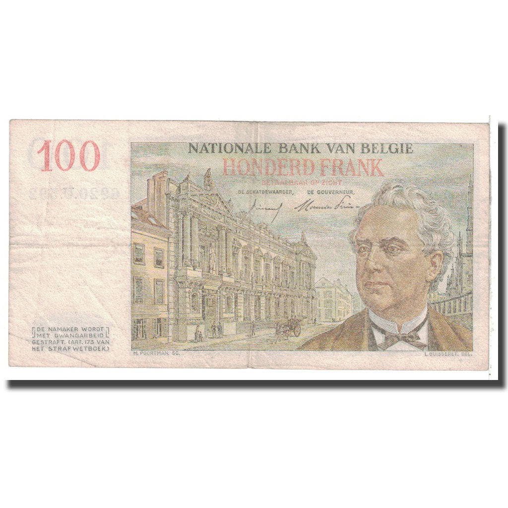 Banknote, Belgium, 100 Francs, 1955, 1955-03-30, KM:129b, EF(40-45)