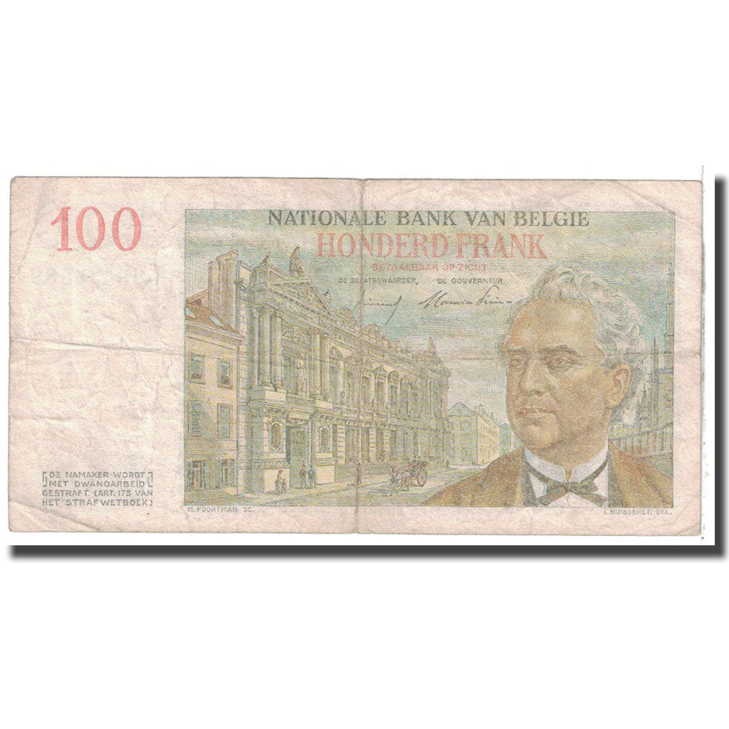 Banknote, Belgium, 100 Francs, 1955, 1955-03-30, KM:129b, VF(20-25)