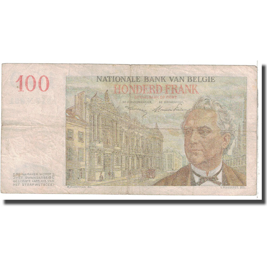 Billet, Belgique, 100 Francs, 1953, 1653-03-26, KM:129a, TB