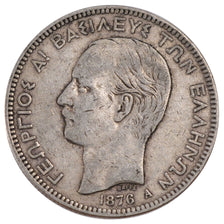 Grecia, George I, 5 Drachmai, 1876, Paris, BB, Argento