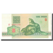 Biljet, Wit Rusland, 3 Rublei, 1992, KM:3, NIEUW