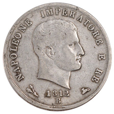 ITALIAN STATES, 5 Lire, 1812, Bologna, KM #10.9, EF(40-45), Silver, 24.75