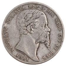 Italy, 5 Lire, 1851, KM #C124.1, EF(40-45), Silver, 24.71