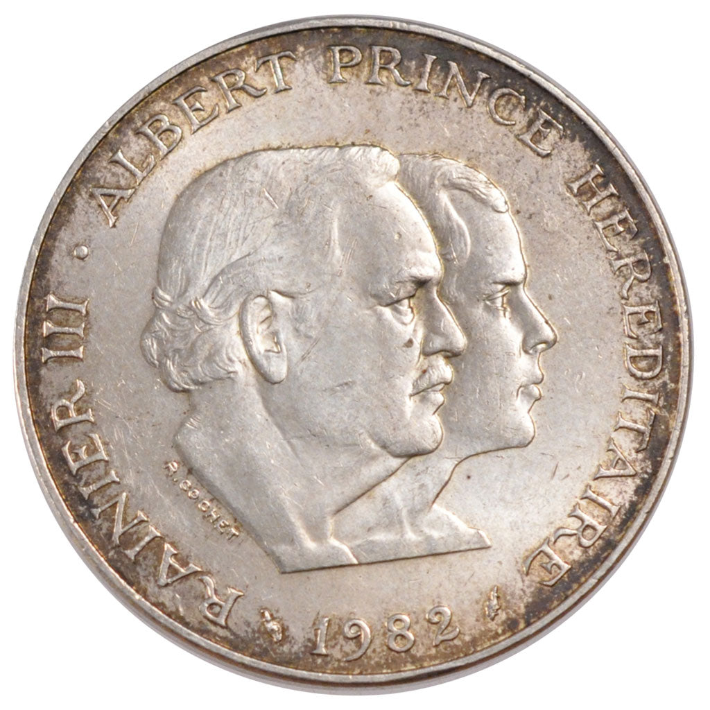 Monaco, 100 Francs, 1982, AU(55-58), Silver, Gadoury #163, 15.08
