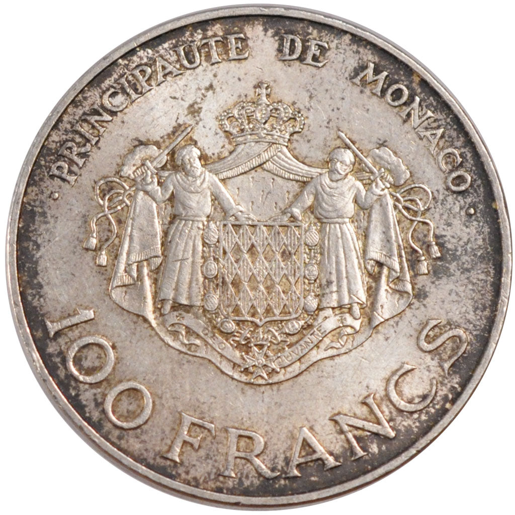 Monaco, 100 Francs, 1982, AU(55-58), Silver, Gadoury #163, 15.08