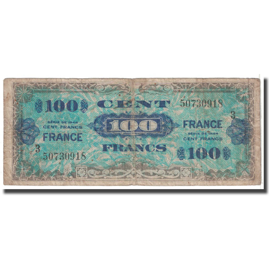 France, 100 Francs, 1944, VF(20-25), Fayette:VF25.3, KM:123a