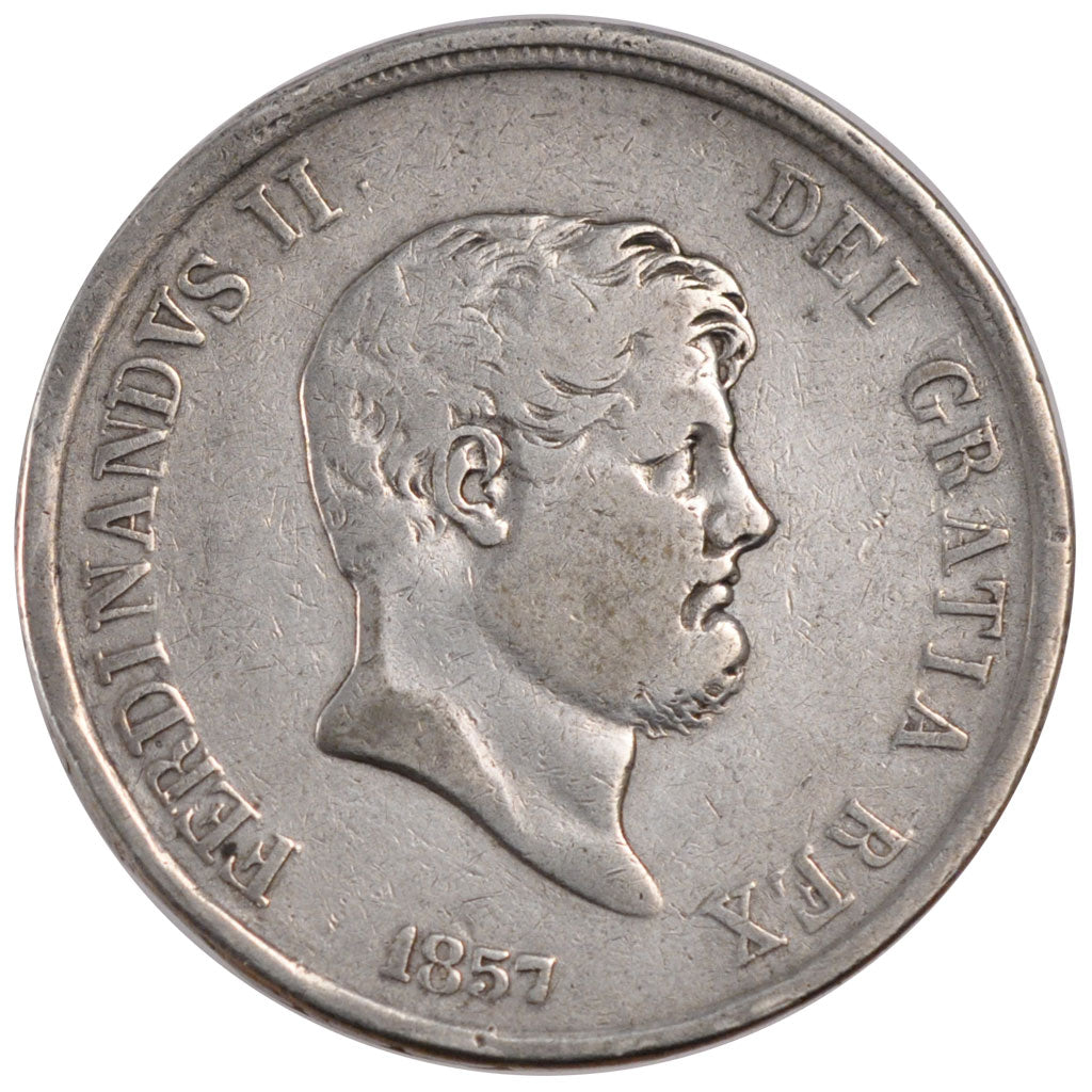 ITALIAN STATES, 120 Grana, 1857, KM #370, EF(40-45), Silver, 37, 27.12