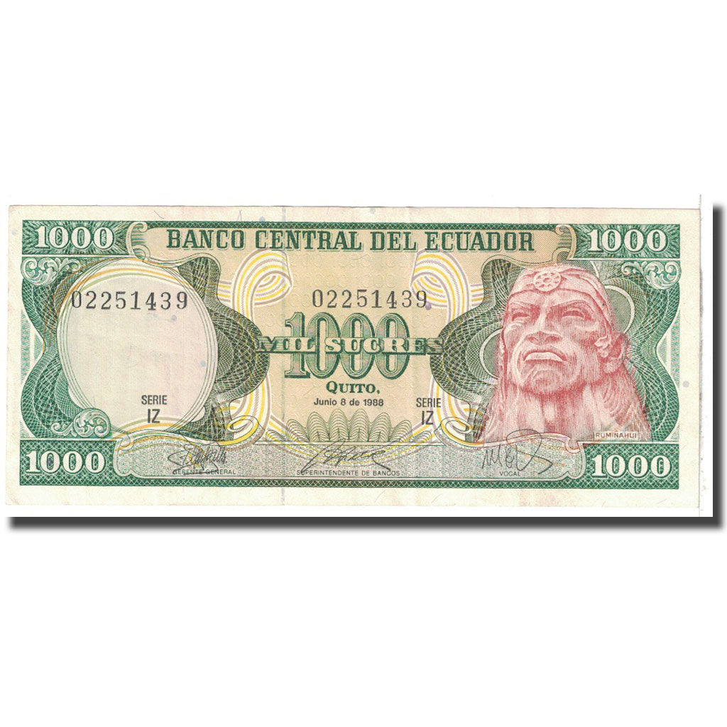 Banknote, Ecuador, 1000 Sucres, 1988, 1988-06-08, KM:125b, EF(40-45)