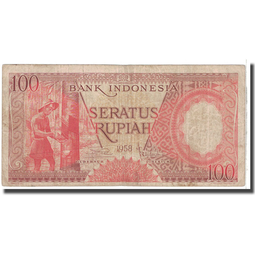 Banknote, Indonesia, 100 Rupiah, 1958, KM:59, VF(20-25)