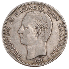 Greece, 5 Drachmes, 1876, Paris, KM #46, EF(40-45), Silver, 25.01