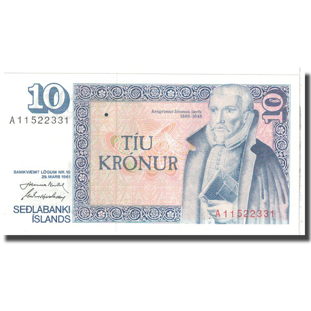 Banknot, Islandia, 10 Kronur, 1961, 1961-03-29, KM:48a, UNC(65-70)