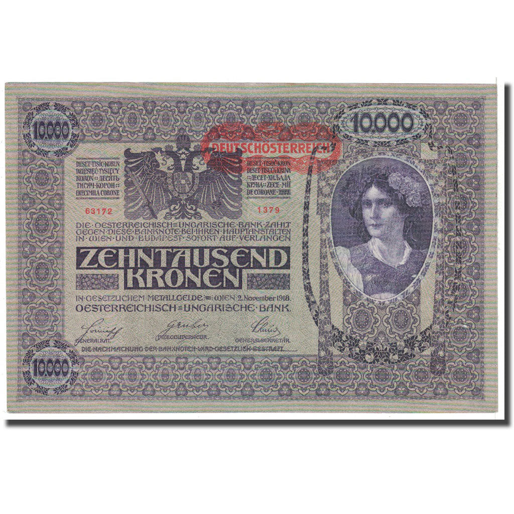 Banconote, Austria, 10,000 Kronen, 1918, 1918-11-02, KM:65, SPL-