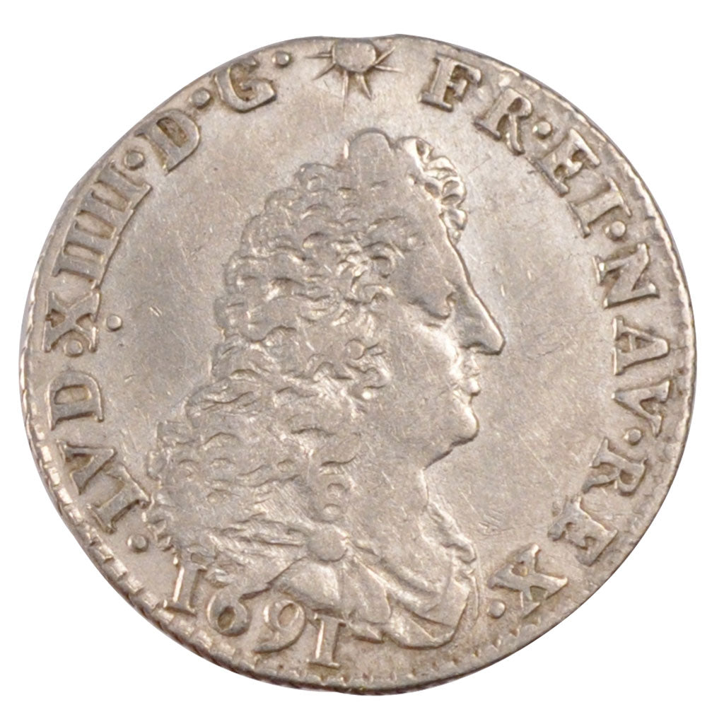 FRANCE, 1/12 Écu aux 8 L, portrait spécifique à Lille, 1/12 ECU, 10 Sols, 1691, 
