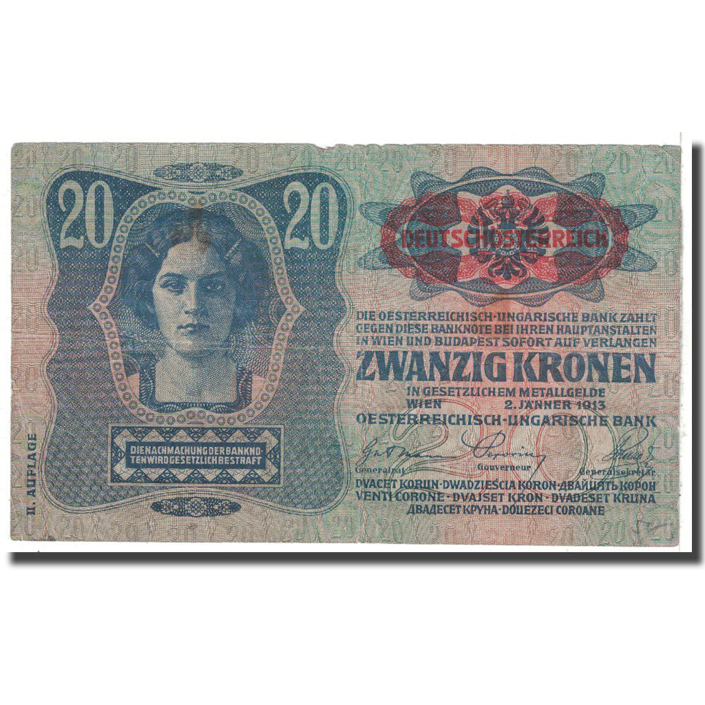 Banknote, Austria, 20 Kronen, 1913, 1913-01-02, KM:52, EF(40-45)