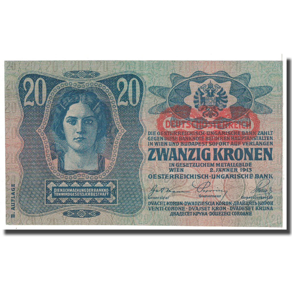 Banknote, Austria, 20 Kronen, 1913, 1913-01-02, KM:52, EF(40-45)