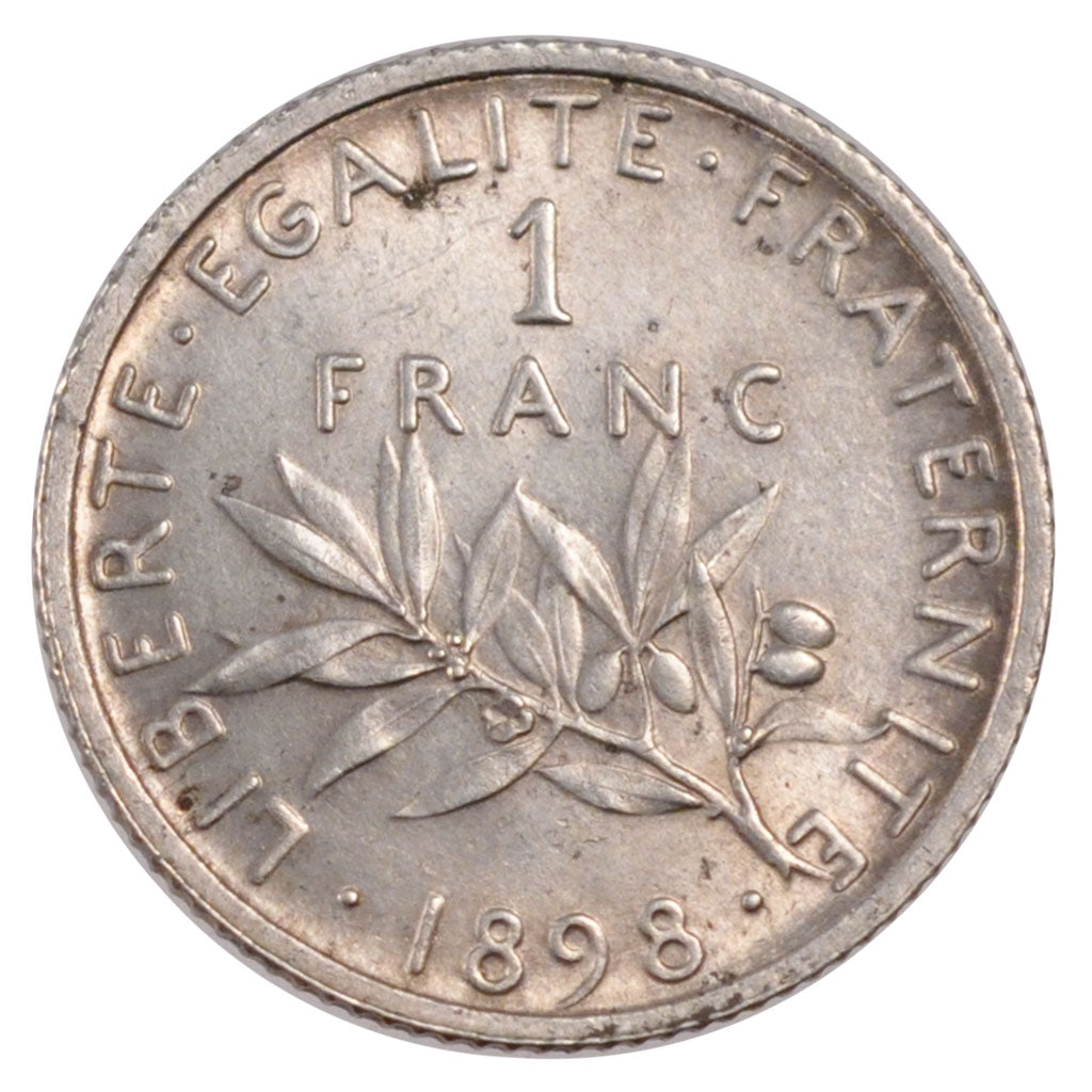 FRANCE, Semeuse, Franc, 1898, Paris, KM #844.1, MS(60-62), Silver, 23, Gadoury..