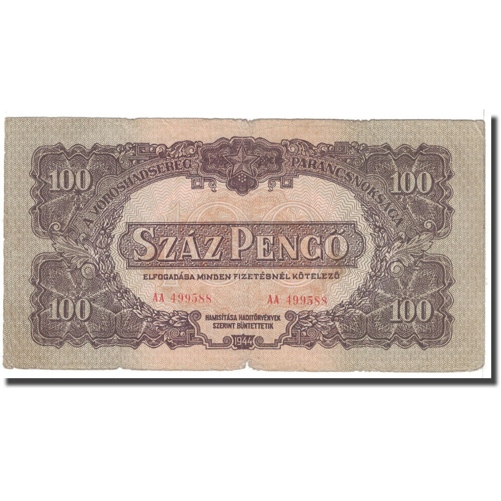 Billet, Hongrie, 100 Pengö, 1944, KM:M8, TB
