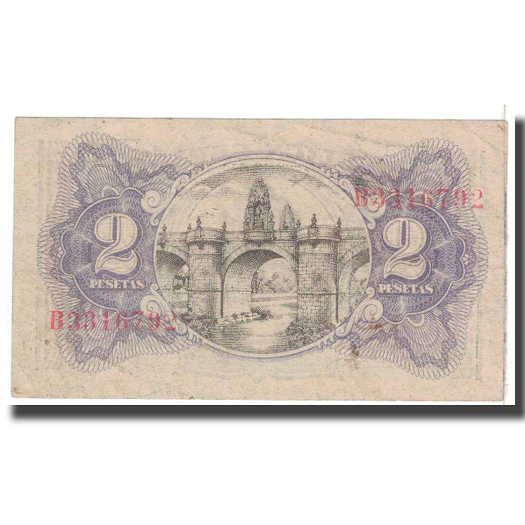 Banknot, Hiszpania, 2 Pesetas, 1938, KM:95, EF(40-45)