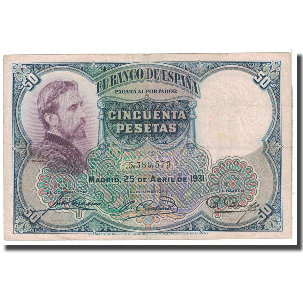 Banknote, Spain, 50 Pesetas, 1931, 1931-04-25, KM:82, VF(20-25)