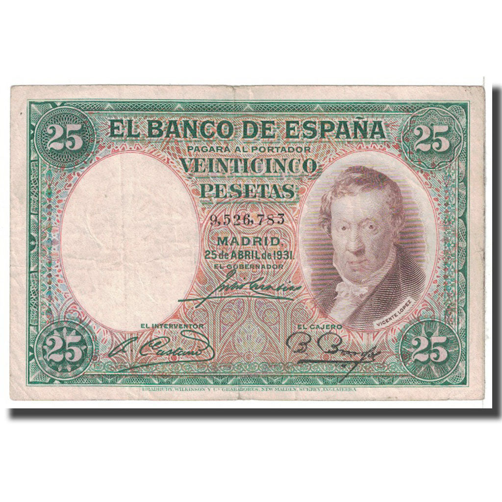 Banknote, Spain, 25 Pesetas, 1931, 1931-04-25, KM:81, VF(20-25)