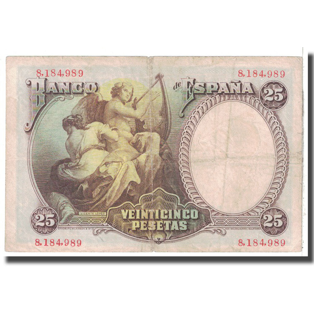 Banknote, Spain, 25 Pesetas, 1931, 1931-04-25, KM:81, VF(20-25)