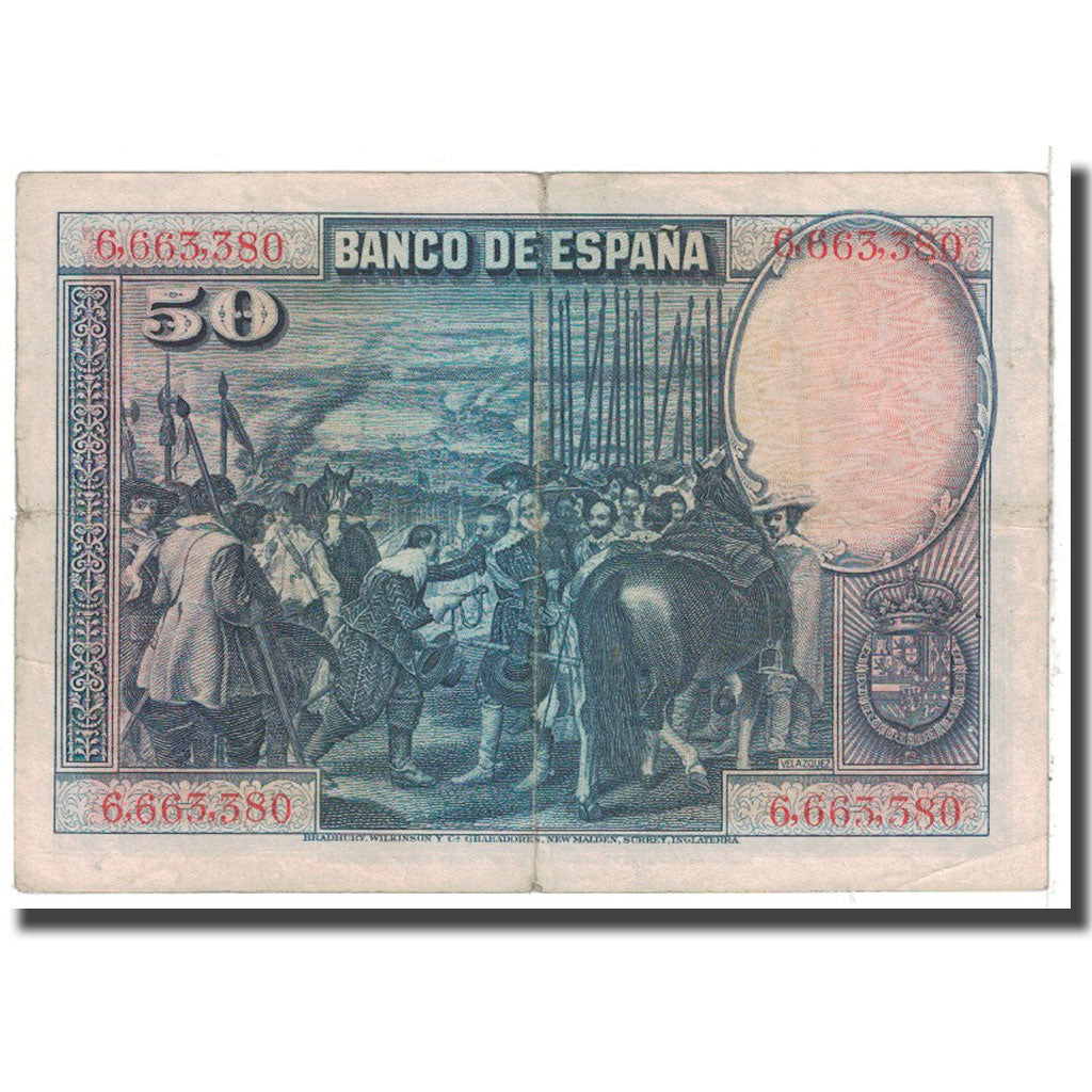 Banknote, Spain, 50 Pesetas, 1928, 1928-08-15, KM:75b, EF(40-45)