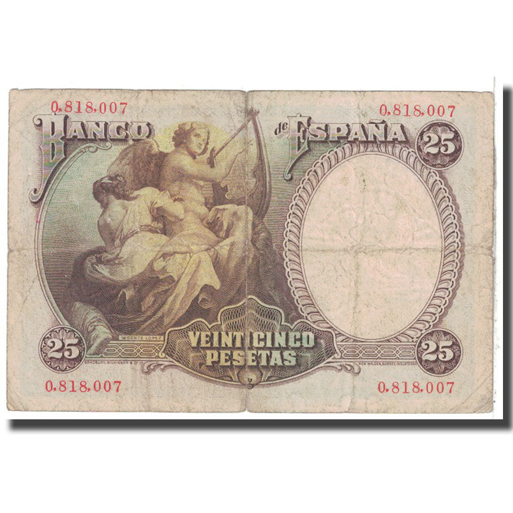 Banknote, Spain, 25 Pesetas, 1931, 1931-04-25, KM:81, VG(8-10)