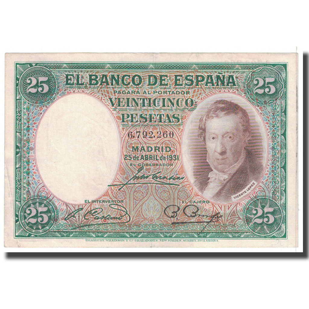 Banknote, Spain, 25 Pesetas, 1931, 1931-04-25, KM:81, EF(40-45)