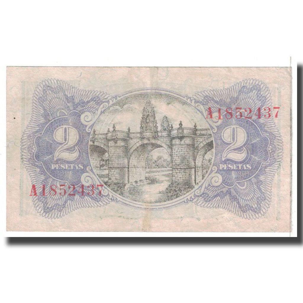 Nota, Espanha, 2 Pesetas, 1938, KM:95, VF(20-25)