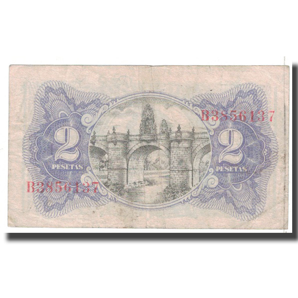 Banknot, Hiszpania, 2 Pesetas, 1938, Undated, KM:95, VF(20-25)
