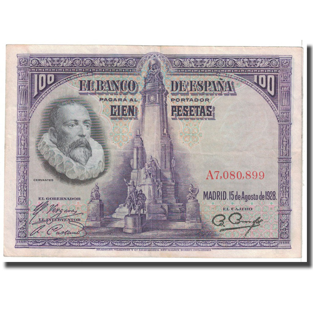 Banknote, Spain, 100 Pesetas, 1928, 1928-08-15, KM:76a, EF(40-45)