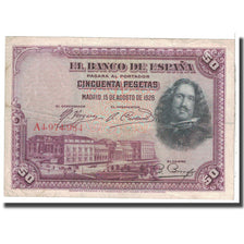 Banknote, Spain, 50 Pesetas, 1928, 1928-08-15, KM:75b, VF(20-25)