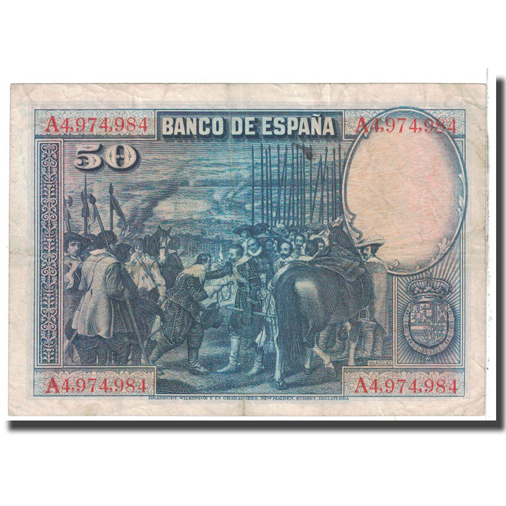 Banknote, Spain, 50 Pesetas, 1928, 1928-08-15, KM:75b, VF(20-25)