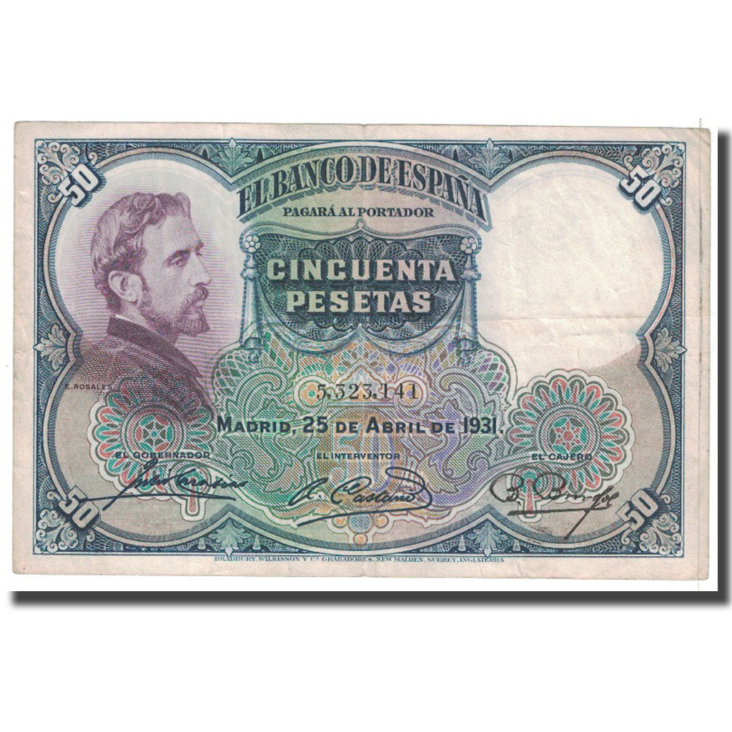 Banknote, Spain, 50 Pesetas, 1931, 1931-04-25, KM:82, EF(40-45)