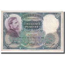 Banknote, Spain, 50 Pesetas, 1931, 1931-04-25, KM:82, EF(40-45)